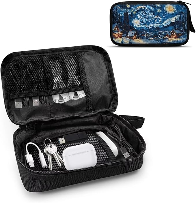 Cottage Travel Cord Organizer Case Tech Pouch Electronic Accessories Carry Case Storage Bag Travel Bag Cable Organizer for Charger Earphone Phone Cord Cable