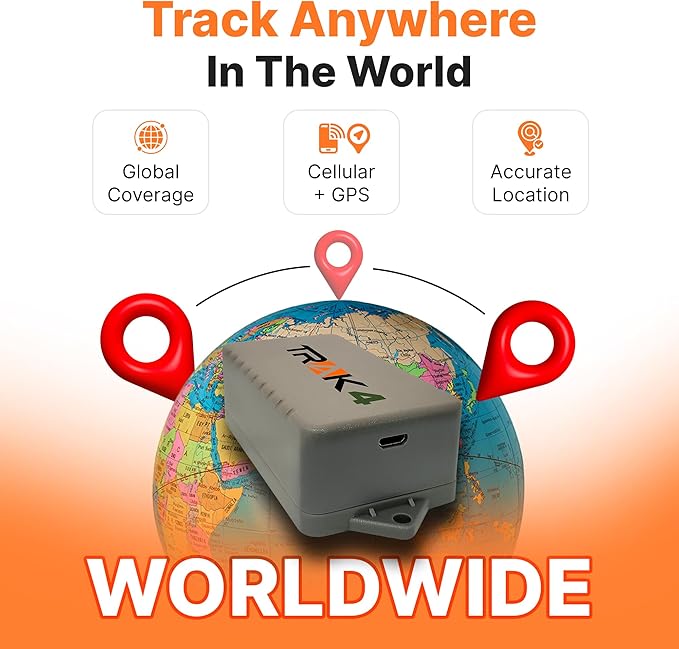 Trak-4 GPS Tracker for Vehicles, Assets, Equipment. Long Battery Life, Waterproof, Global Tracking. Low-Cost Subscription Required.