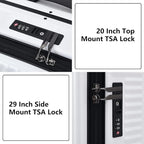 Kaleenie 2 pieces 20/29 Aluminum Frame Carry On and Checked Luggage Set with Side Opening, Lightweight Hardshell ABS+PC Trunk Suitcase with TSA Lock, 360° Universal Wheels & Adjustable Handle, White