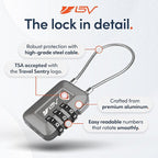 TSA Accepted Luggage Travel Lock, Set-Your-Own Combination Lock for School Gym Locker, Luggage Suitcase Baggage Locks, Filing Cabinets, Toolbox, Case (Slate Gray, 2 Pack)