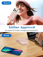 Magnetic Portable Charger, 10000mAh Wireless Portable Charger USB-C Cable, Compatible Battery,Pack Power Bank for iPhone 17/16/15/14/13/12 Series,Samsung (Pink)
