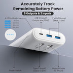 Ekrist Upgraded Portable Charger 40800mAh Power Bank - Portable Battery with 2 Built in Cables,PD 25W USB C Fast Charging Battery Pack Compatible with iPhone 17 16 15 14 13 Android Phone etc-White