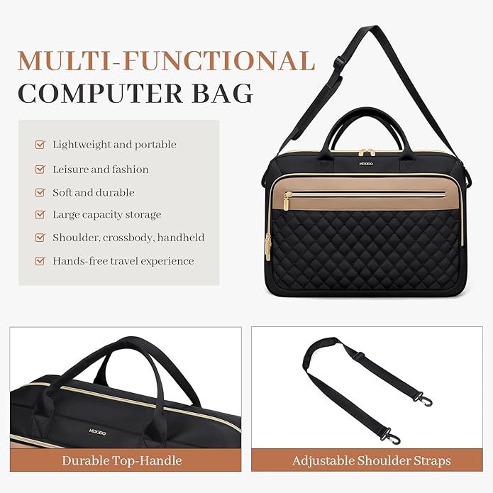Laptop Bag for Women 15.6Inch Work Tote Computer Briefcase Waterproof Handbag Shoulder Teacher Office Crossbody Purse