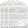 Clear Garment Bags for Dance Costumes 3-Pack, Short-Size, Side Zipper Entry, Storage Pockets for Shoes & Accessories, Size 24”x18”, Dream Duffel