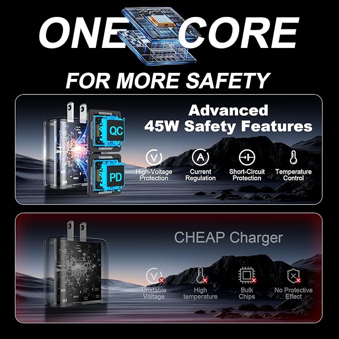 Phone 17 16 Pro Max Charger Fast Charging, 45W USB C Phone 17 16 Super Fast Charger Block with 6.6ft Long Type C Charging Cable Cord for i.Phone 17 Pro Max/17 Pro/17 Air/17/16/16Pro/16 ProMax /-Black