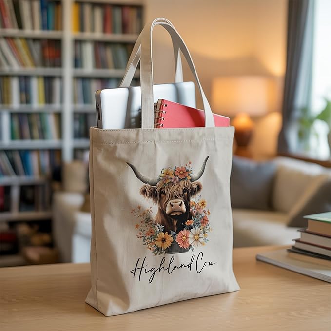 Aesthetic Canvas Tote Bag, Cute Reusable Bags for Women with Inner Pocket