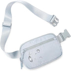 WESTBRONCO Fanny Packs for Women Men, Belt Bag with 4 Zipper Pockets, Fashion Waist Packs, Lightweight Crossbody Bags with Adjustable Strap for Workout/Running/Hiking (Light Grey)