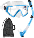 Aegend Snorkeling Gear for Adults Youth Kids, Snorkel Mask with Top Dry Valve - Panoramic View Anti-Leak and Anti-Fog with Mesh Bag for Snorkeling, Scuba Diving, Freediving & Swimming
