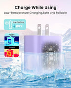 FEEL2NICE iPhone Charger Fast Charging 2 Pack Type C Wall Charger Block with 2 Pack [6FT&10FT] Long USB C to Lightning Cable for iPhone 14/13/12/12 Pro Max/11/Xs Max/XR/X,AirPods Pro,Purple