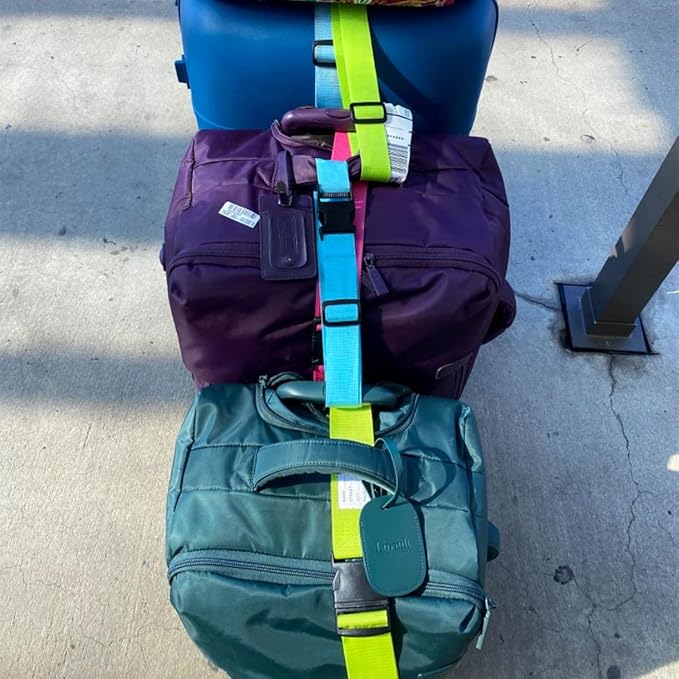 4Pack Luggage Straps Add Bag Straps to Connect Two Suitcases, Adjustable Luggage Belt Connector for Carry On, Travel Attachment Accessories for Connect Your 3 Luggages 4 Color