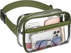 Veckle Clear Fanny Pack Stadium Approved - Plus Size 35-51 Inch Adjustable Strap Transparent Belt Bag for Women Men Fits 7.5" Smartphone, Crossbody Clear Bag for Stadium Events Sports Concerts, Green