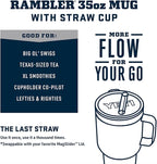 YETI Rambler 35 oz Tumbler with Handle and Straw Lid, Travel Mug Water Tumbler, Vacuum Insulated Cup with Handle, Stainless Steel, Navy