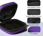 Square Earbud Case with Carabiner, Portable Small Carrying Pouch for Wired/Wireless Earphones, EVA Travel Organizer Box for Charging Cables, USB Flash Drives, SD Cards, Purple
