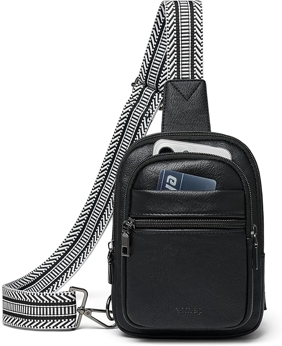 LATMAP Sling Bag For Women Faux Leather Small Casual Daypack Backpack Fanny Pack Crossbody Chest Bags Purse