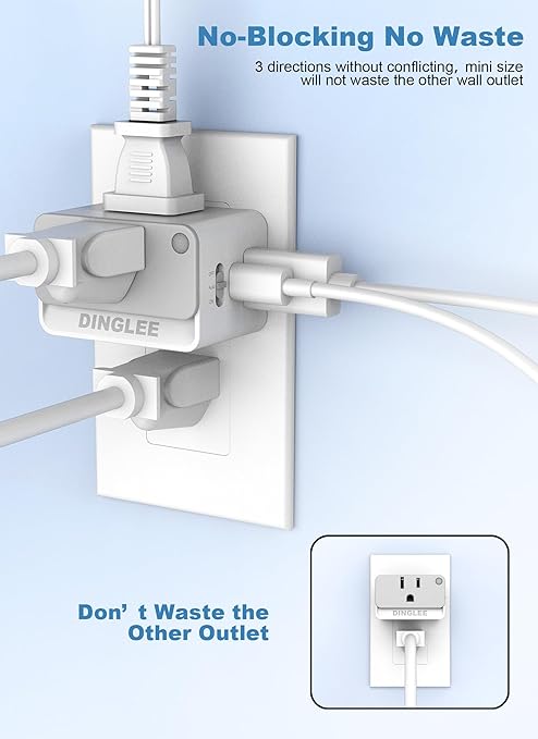 Mulit Plug Wall Outlet with USB C, 2 Pack Outlet Extender 2AC 1USBA 1USBC, 3 Way Plug Wall Splitter with Night Light, Multiple Plug Adapter for Travel Home Office PD 20W