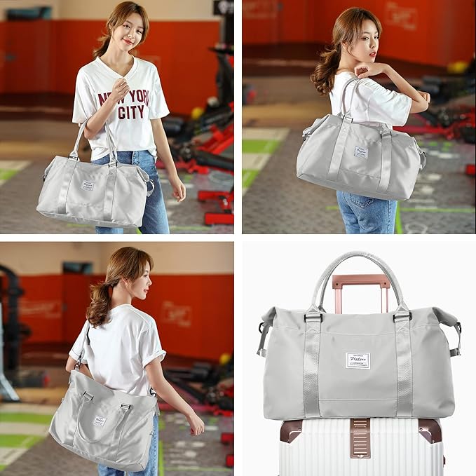 HYC00 Travel Duffel Bag,Carry-on Overnight Weekender Bags for Women,Sports Tote Gym Bag with Wet Pocket