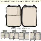 Gonex Compression Packing Cubes, 4pcs Expandable Storage Travel Luggage Bags Organizers (Cream)