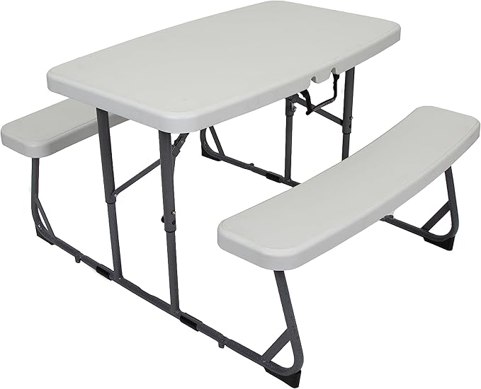 Stansport Compact Portable Kids Picnic Table – Foldable Space-Saving Design with Locking Legs – Lightweight Children’s Picnic Set for Travel, Parks, Campsite – Durable Steel Frame & Easy Clean Surface