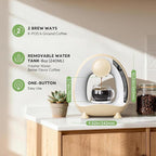 Pod and Grounds Single-Serve Coffee Maker, 2 in 1 One Cup Coffee Machine Compatible with K-Cup Pod & Coffee Grounds/Tea, Compact Design, 4-8oz, Champagne Color
