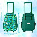 Kids Suitcases for Boys, Cute Dinosaur Luggage Rolling with Wheels, kids carry on luggage for Children Toddler Elementary - Green