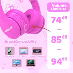 MIDOLA Kids Bluetooth Headphones 68H Play Time,Volume Limit 85/94dB, Foldable Lightweight Wireless Over-Ear Headphone for Kid Toddler Child Pad Tablet,Headsets with Built-in Mic Hot-Pink