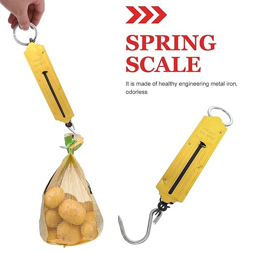 2pcs Portable Mechanical Hanging Hook Scales 50kg Vertical Spring Balance Handheld Food Produce Fish Weighing Scale for Luggage Travel Outdoor Use