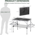 Titanker Folding Camping Table 3ft, Large Camp Table Portable with Extra Side Racks & Storage Net, Folding Picnic Table, Outdoor Patio Table, RV/Car Camping Essentials, Aluminum, Silver