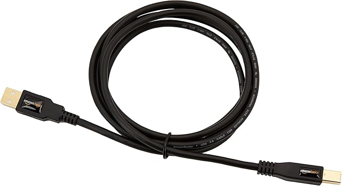 Amazon Basics 24-Pack High-Speed USB 2.0 Cable, USB-A to USB-B for Printers or External Hard Drive, Gold-Plated Connectors, 6 Foot, Black