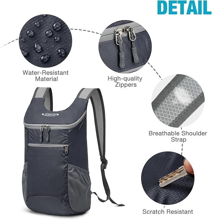 G4Free Lightweight Packable Hiking Backpack for Men Women Small Hiking Daypacks Foldable Shoulder Pack Casual Outdoor Bag 11L