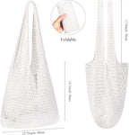 WantGor Crochet Bags, Beach Mesh Tote Bag Womens Shoulder Shopping Handbag Casual Travel Totes Bag Foldable Hobo Bags
