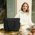 LOVEVOOK Tote Bag for Women, Puffy Work Tote with Large Cup Holder, Quilted Laptop Bag Travel Tote Shoulder Bag Handbag