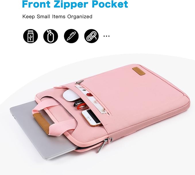 MOSISO Vertical Laptop Shoulder Bag, 15-16 inch Computer Bags Compatible with MacBook Air 15 inch/Pro 16 inch, HP Dell Asus Acer Lenovo Notebook, Laptop Bag with Trolley Sleeve&Zipper Pockets, Pink