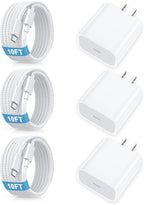 [3 Pack] USB C Charger Block, Fast Charging 20W USB-C Power Adapter Fit for Phone 17/16/15/17 Pro/Pro Max/Plus,i Pad, AirPods，Apple Watch and More，10FT Type C Cords