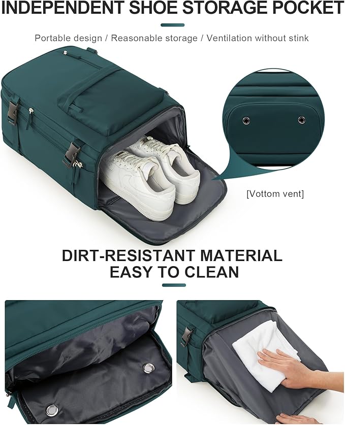 Travel Backpack Women,Carry On Backpack Flight Approved 18x14x8 inches Bag Spirit Airlines Personal ltem,College Sports Hiking Rucksack Waterproof Outdoor Casual Daypack Laptop Blackpack,Peacock Blue