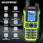 BAOFENG GMRS Handheld Radio Ham Radio Long Range GM21 Rechargeable Walkie Talkies,NOAA Weather Receiver GM-15 PRO 999 Channels Green Two Way Radio with USB-C Charger for Survival Gear Hunting,2 Pack