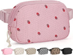 Pritent Fanny Packs for Women Cross Body Bag Waterproof Belt Bag with Adjustable Strap and Zipper Back Pocket Small Crossbody Bags Fashion Waist Packs for Workout Travelling(Strawberry Pink)