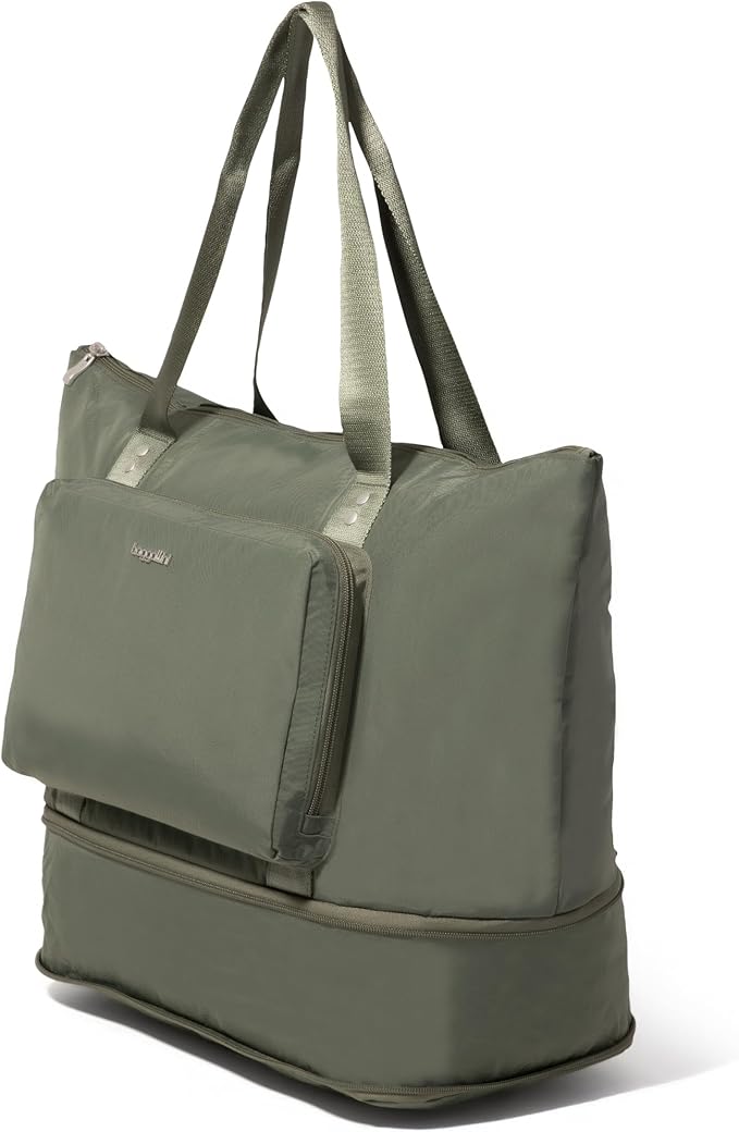 Baggallini Carryall Expandable Lightweight Travel Tote 22" Packable Folding Compact Nylon Washable Weekender w/Luggage Sleeve