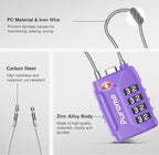 Puroma 2 Pack TSA Approved Luggage Locks, 4 Digit Combination Travel Cable Locks Resettable Code Lock with Zinc Alloy Body for Suitcase, Toolbox, Backpack, Bag, Gym Locker (Basic Purple)
