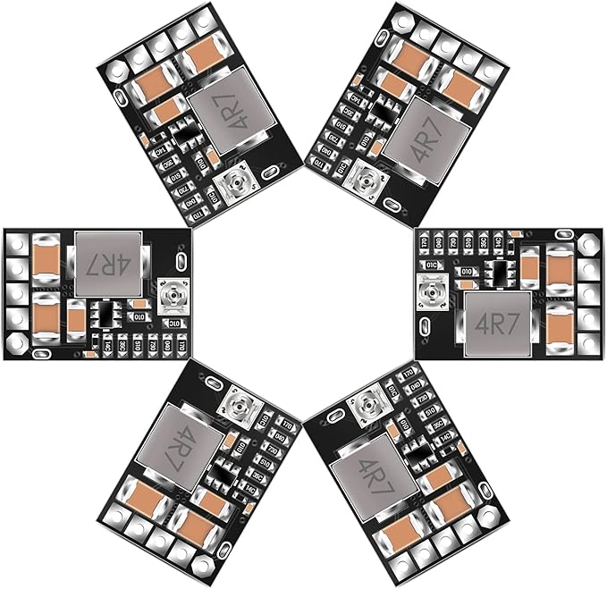 DROK DC Buck Converter, 6pcs Mini Voltage Regulator DC 4.5-20V 12V 9V Step Down to 5V Reducer Board 3A 10W Fixed Adjustable Volt Output Step-Down Transformer Power Supply Stabilizer Module