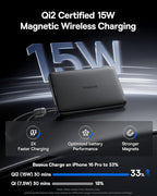 Baseus Picogo Qi2 15W Magsafe Portable Charger, 0.5" Ultra Slim 10000mAh Wireless Power Bank with 27W Built-in USB-C Cable, Magnetic Battery Pack for iPhone 17 Pro Max/17 Pro/Air/16/15/14/13/12