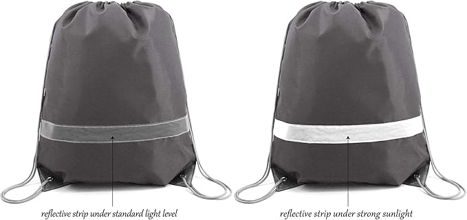 BeeGreen 20-Piece Grey Drawstring Backpacks, Reflective Cinch Sacks, DIY Blank Drawstring Bags for Women and Men, 16.5" L x 13.4" W