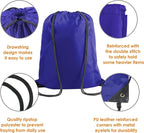 BeeGreen Royal Blue Drawstring Backpack Bags Bulk 10 Pack X-Large 22.4" L x 17.5" W Sports Cinch Sack Gym String Bags Machine Washable Heavy Duty String Backpack for Men Women