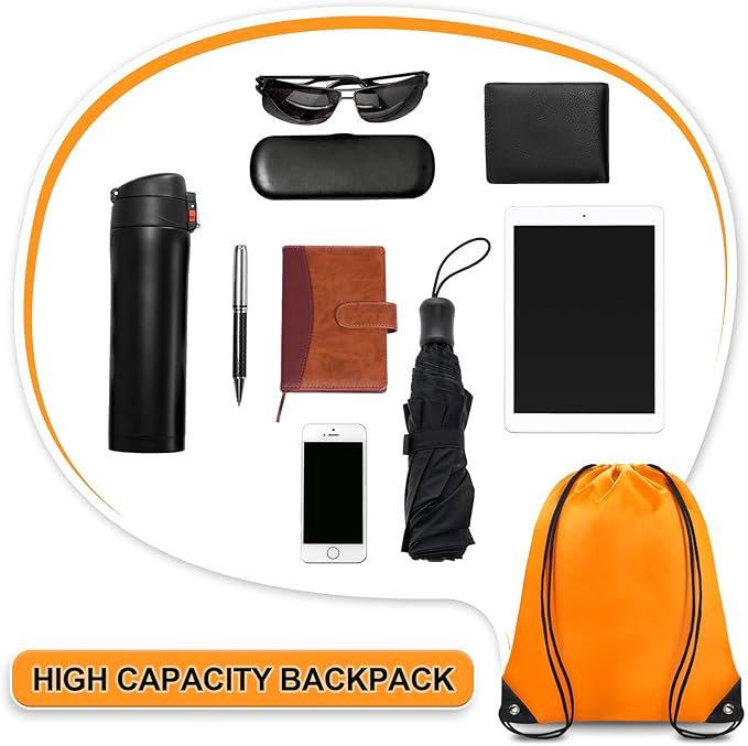 Grneric Drawstring Bags Bulk 14 Pcs Drawstring Backpack Bulk Cinch Bag Sackpack for Men Women Gym (Orange)