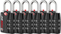 Forge Open Alert TSA Approved Luggage Locks - 3 Digit Combination, Easy Read Dials, Zinc Alloy Body - Ideal Travel Lock for Luggage, Suitcases, Bags & Toolboxes (Black 6 Locks)