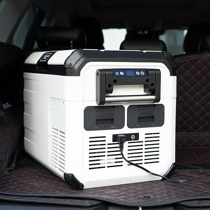 Explorer Bear Urban Series 37QT/35L 12V/24V Portable Battery Powered Electric Cooler Fridge Freezer Powered by LG Compressor (Battery Not Included)