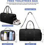 Women Weekender Travel Duffle Bag: Travel Duffel Overnight Bags with Shoe Compartment Large Carry on Tote with Toiletry Bag Weekend Traveling Yoga Gym Hospital Bag for Women with Wet Pocket Black
