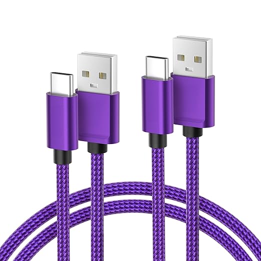 Basesailor for iPhone 17 16 Pro Max Charger Cord,USB to USB C Cable,Type C Charging Power Cord for Apple 17e 15 iPad 10 Air 4 5,Samsung Galaxy S26 S25 S24 S23,Purple,2Pack 10FT(3M)