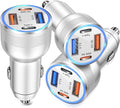 USB C Car Charger, Bangfun 3 Pack 65W 4 Ports 12V USB C Cigarette Lighter Adapter QC 3.0&PD 30W Super Fast Type C Car Phone Charger for iPhone 15/14/13/11/iPad Pro,Samsung,Android(Silver)