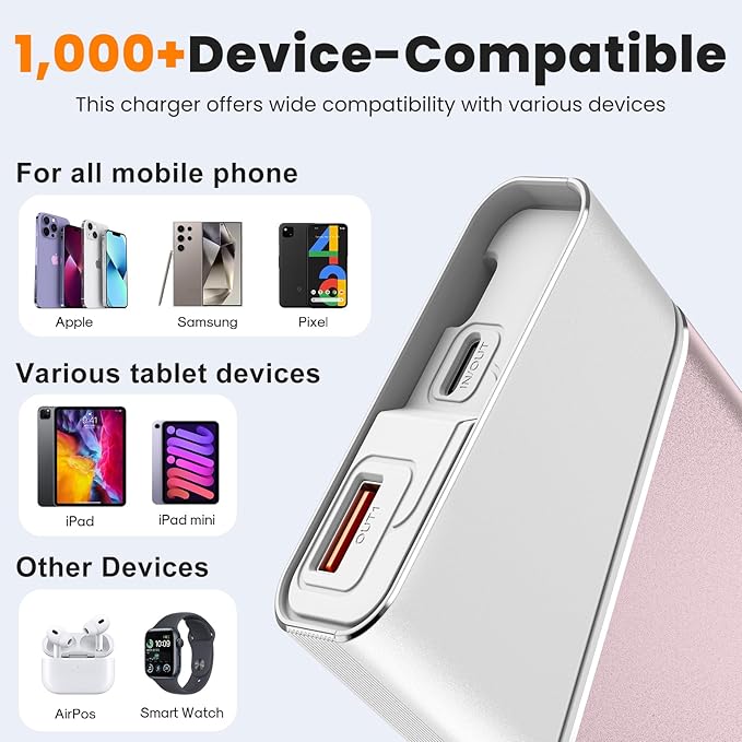 Portable Charger 20000mAh, 22.5W PD 3.0+QC 4.0 Super Fast Charging Power Bank, Cooler Aerospace Metal Case for iPhone 17 16 15 14, 13 Android iPad Samsung Google Tablet & More, Travel Essential (Pink)