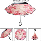 MRTLLOA 40/49/56 Inch Oversize Windproof Inverted Reverse Upside Down Umbrella, Golf Size Rain Umbrella, Double Layer, C-Shaped Handle for Men, Women and Kids